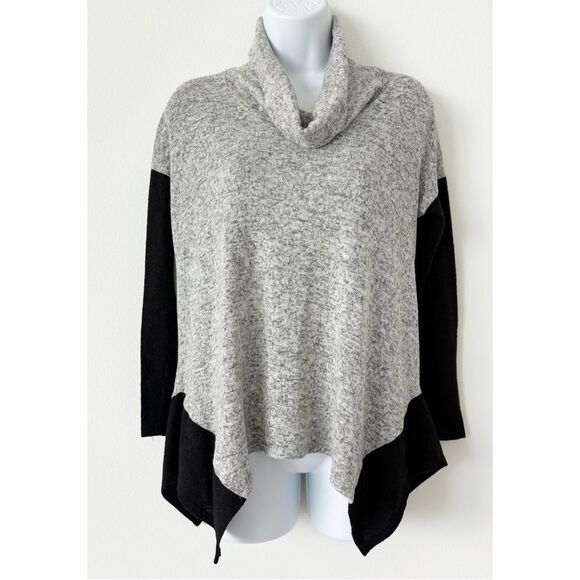 Design Lab Gray Black Cowl Neck Knit Flowy Top Womens Size XS - Picture 1 of 6